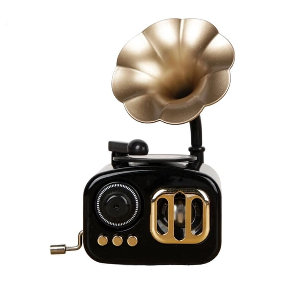SDFGTstore Classical Mini Gramophone Music Box With Hand Crank For Elegant Room Decoration Accent
