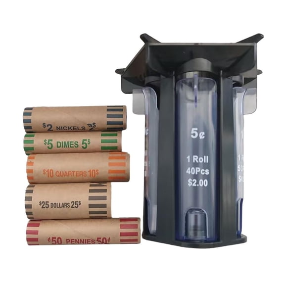 SDFGTstore Coin Counting Machine Coin Holder Counter Machine with 5in1 Coin Sorters Tube Wrapper Holder Efficient Coin Change