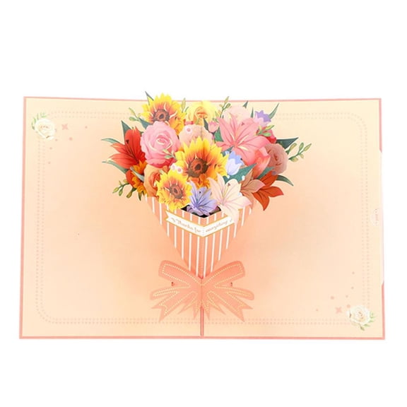 SDFGTstore Colorful Bouquet Popup Card Popup Gift Cards,Handmade Flower Greetings Cards,Mother Day Cards Popup Greetings Card