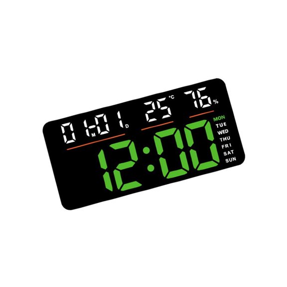 SDFGTstore Contemporary Electronic Wall Clock With LED Screen Time Date Temperature 2 Alarms Countdown Timer Feature Remote Control