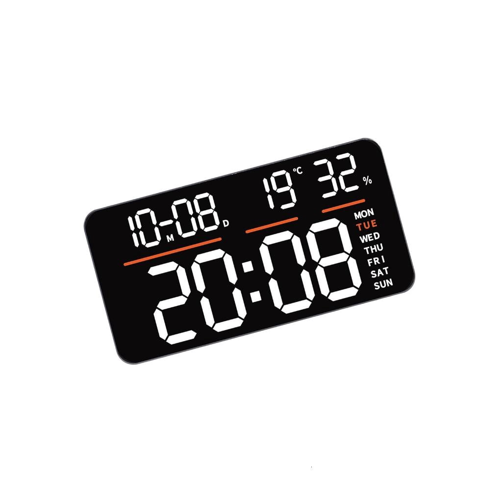 SDFGTstore Contemporary Electronic Wall Clock With LED Screen Time Date ...
