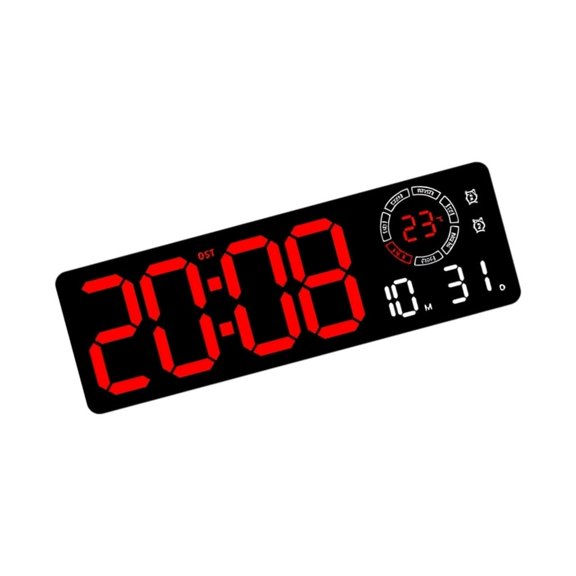 SDFGTstore Contemporary Wall Mounted Digital Clock Brightness Adjustment Show Time Temperature Calendar Timer Home Office Decors
