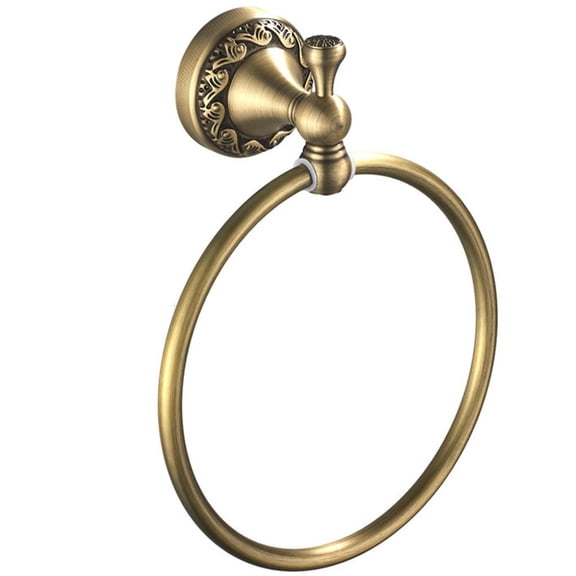 SDFGTstore Copper Wall Mounted Bath Hand Towel Holder Round Vintage Simple Towel Rack