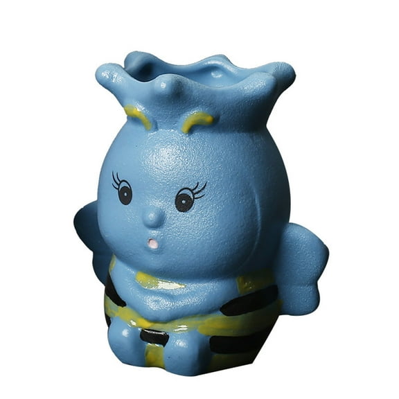 SDFGTstore for Creative Cute Bee Ceramic Succulent Small Plant Pot Mini Flower Vase Bonsai Planter with Drainage Hole Desktop Ornament Home Garden Decor