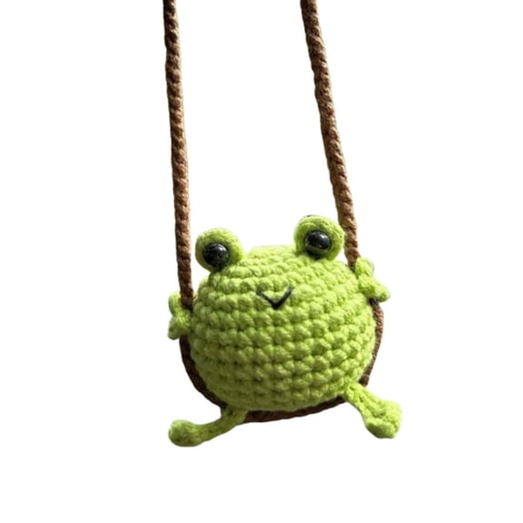 SDFGTstore Crochet Frogs Ornament Knitted Car Interior Decoration Fun Car Mirror Hanging Ornament for Car Mirror Hanging Charm