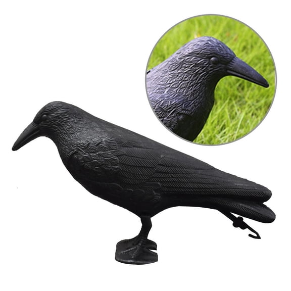 SDFGTstore Crow Decoys for Hunting Simulated Crow Garden Statues Crow Plastic Black