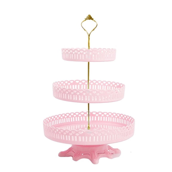 SDFGTstore Cupcake Stand Creative 3-Tie Round Lace Crown Shape Optional Macaroon Tower Stand Practical and Popular Cake Display