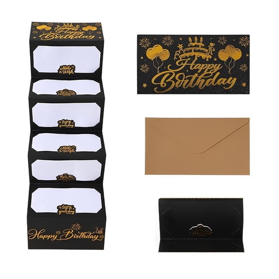SDFGTstore Customizable Money Card With Foldable Design In Black Gold Glittering Finish For Festival Gift Giving And Celebration