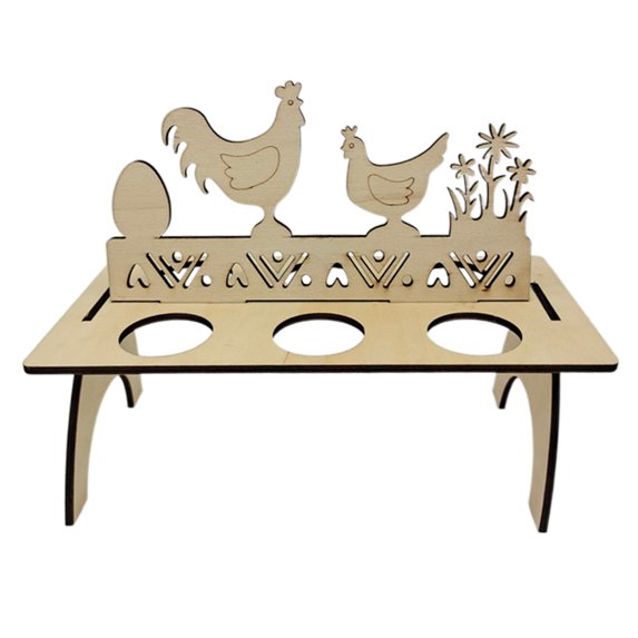 SDFGTstore DIY Wooden Easter Egg Holder Bunny Chicken Pattern Rack Display Stand Decoration
