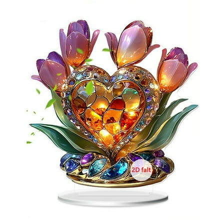 SDFGTstore Decoration Ornamentative Acrylic Crystal Mini Vase Crystal Flower Figure
