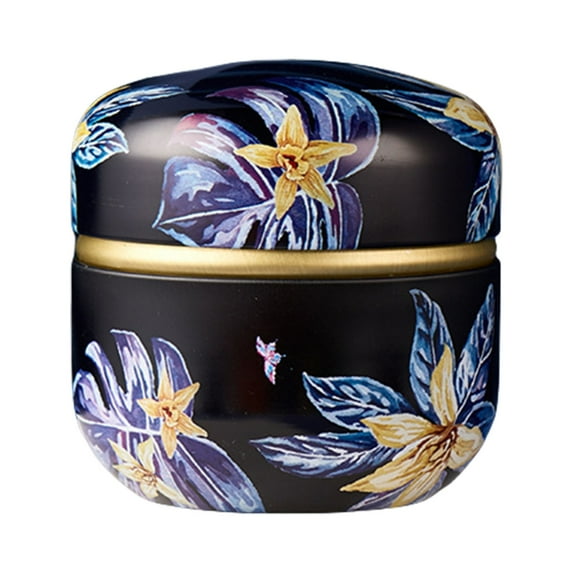 SDFGTstore Decorative Small Tin Metal Canister for Teas Coffee Candy Storage Tinplate Sealed Jar with Lid and Elegant Pattern