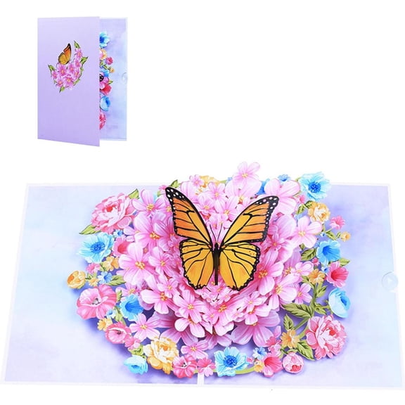 SDFGTstore Delicate 3D Flower and Butterfly Greeting Cards Popup Suprised Card with Blank Card Birthday Gift Card for Best Friend
