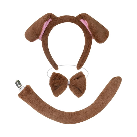 SDFGTstore Dog Costume Set Includes Headband Tail Nose Bowtie Skirt for Kid Dog Role Play Costume Set with Headband Tail Bowtie Nose Skirt