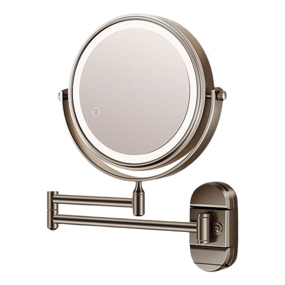 SDFGTstore Double Side Wall Mounted Makeup Mirror With 360 Degree Rotation and LED Light Magnification Adjustable Daily Use