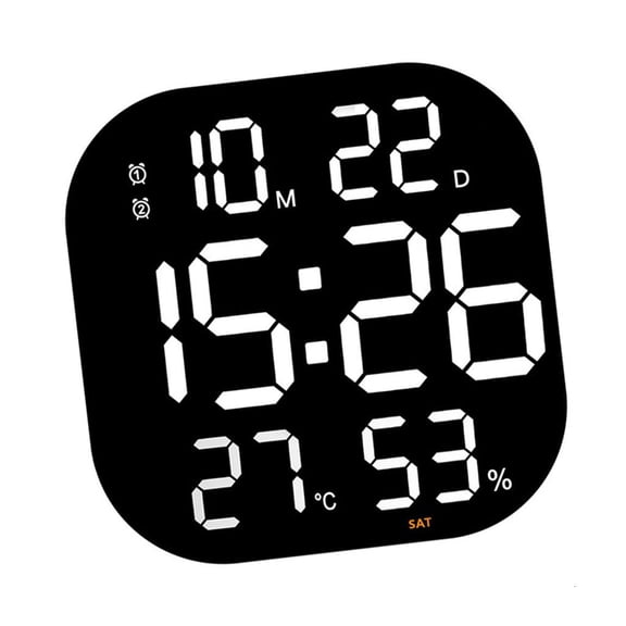 SDFGTstore Easy Setups Digital Wall Clock for and Seniors Large LED Screen Temperature Date 2 Alarm Display Auto Dimming