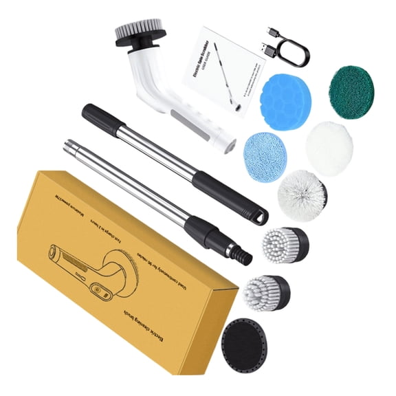 SDFGTstore Electric Spin Scrubbers With 8 Head Rechargeable Telescoping Handle For Bath Kitchen Car