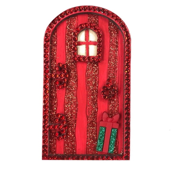 SDFGTstore Wood Carved Fairy Garden Elf Door Window Sculpture Art Ornament StatuesMiniature