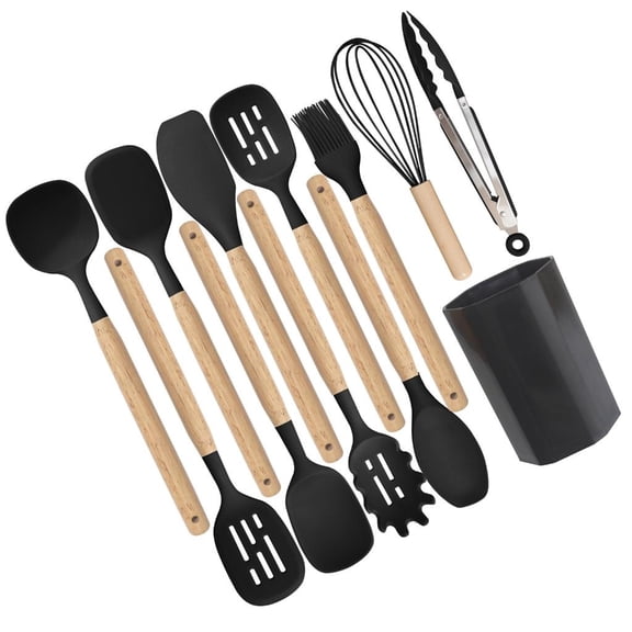 SDFGTstore Ergonomic Handle Kitchen Utensils Set Silicone Materials Heat Resistant Up To 200C Safe Cooking Tool For Home Use