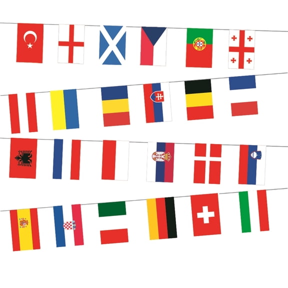 SDFGTstore European 2024 Flags Bunting Decorations 24 Countries Flags Double Sided String Flags for Garden Office Restaurant School