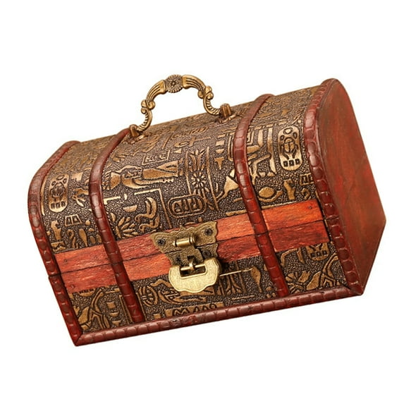 SDFGTstore European Carved Wood Jewelry Box with Lock Antique Display Chest Storage Case