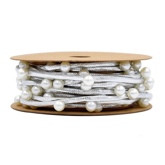 SDFGTstore Fashionable Bead Ribbon Tape Christmas Beads Ribbon for Weddings Decorations