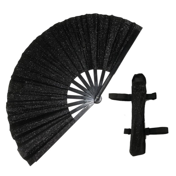SDFGTstore Fashionable Handheld Fan Glitter Fan Suitable for Outdoor Activities Comes with Protective Carry Bag and Strap