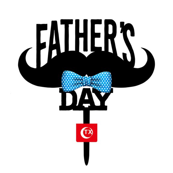 SDFGTstore Father's Day Cake Topper with Beard Bow Tie Decorative Plug Stake Ornament