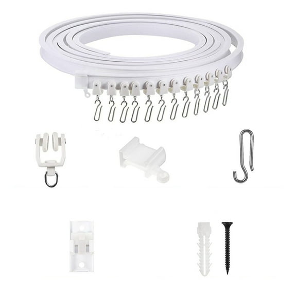SDFGTstore Flexible Ceiling Curtain Track Set Easy Glides Designs White Rails with Rollers Hook for Shower Window and Room Dividers