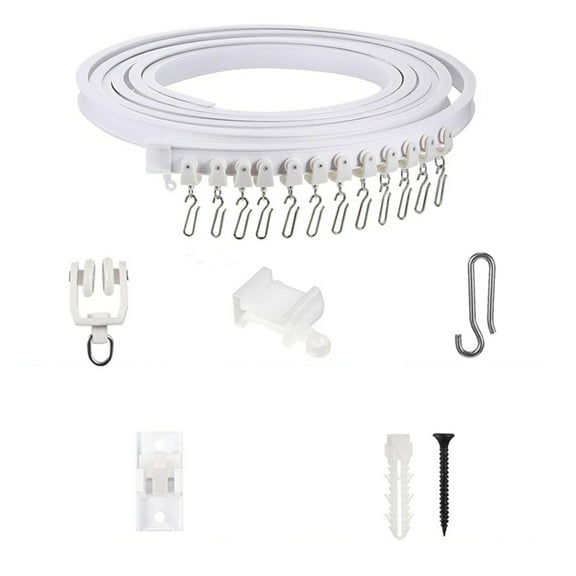 SDFGTstore Flexible Ceiling Curtain Track Set Easy Glides Designs White Rails with Rollers Hook for Shower Window and Room Dividers