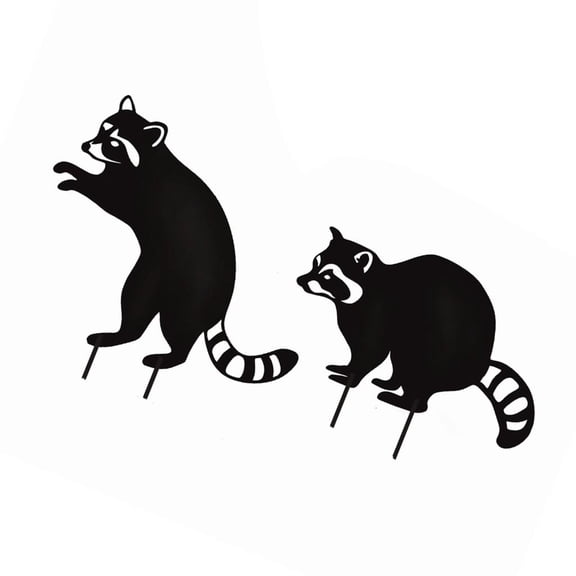 SDFGTstore Garden Stake Decorations Metal Raccoon Yard Stakes Stick Lawn Driveway Ornaments