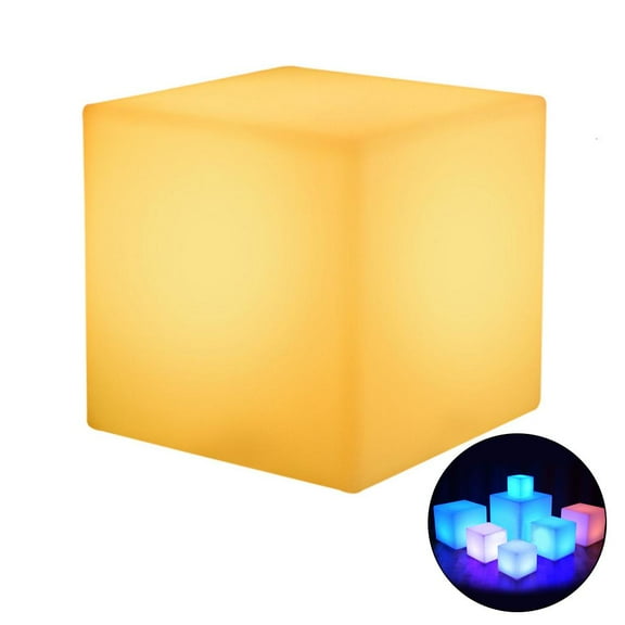SDFGTstore Glowing Cube Square Stool LED Light Cube for Seat Chair Waterproof Rechargeable Lighting Sitting Stool Multipurpose Ligh
