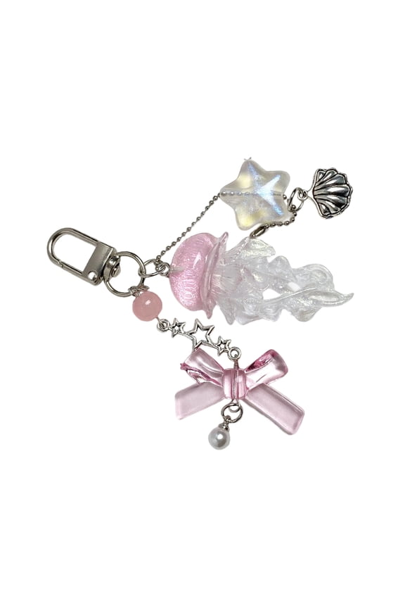 Glowing Jellyfish Shine Resin Phone Strap Keychain Gift for Travel Accessory
