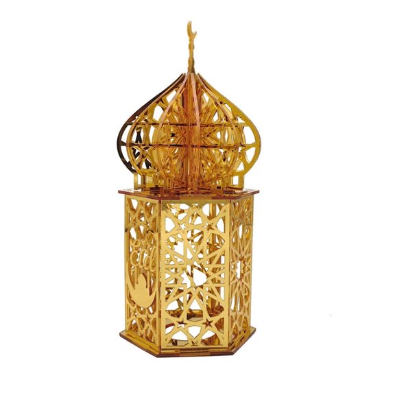 SDFGTstore Gold Eid Lanterns LED Warm White Lights Hanging Decoration Decorative Lamp