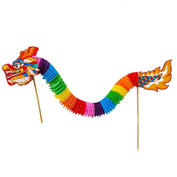 SDFGTstore Handmade Chinese Paper Puppet Dance Dragon Assembly Toy Set for Kids Teens Dance Dragon Assembly Toy Set for Kids Teens 3D Paper Dragon Puppet Set