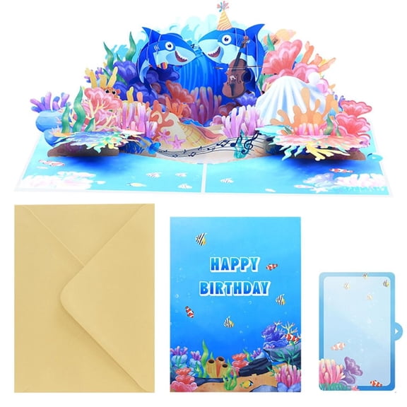 SDFGTstore Handmade Underwater World Popup Card Creative Homes Accent for Anniversary Christmas Celebration Party Invitation Card