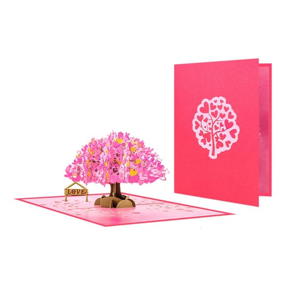 SDFGTstore Heart Tree Birthday Greeting Card with Envelope Invitation Card for Party
