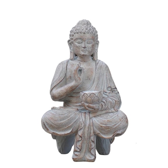 SDFGTstore Inspired Solar Power Buddhas Statue with Light Resin Garden Entryway Decors