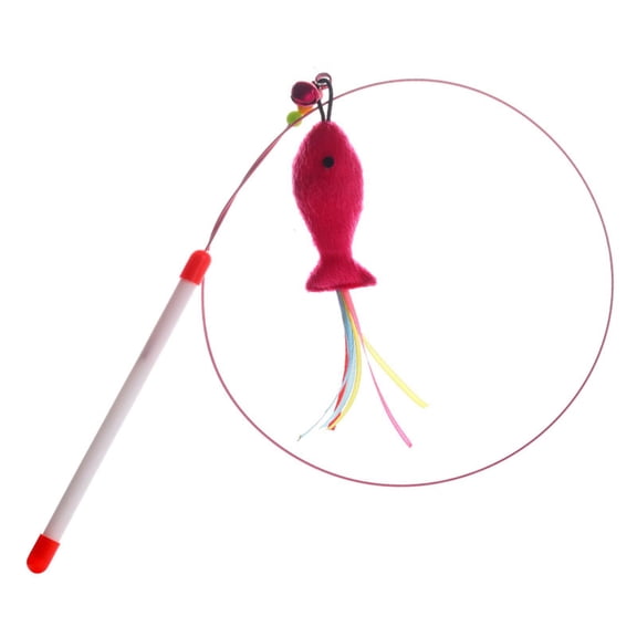 SDFGTstore Interactive Cats Toy Funny Simulation Fish with Bell Funny Exercise for Kitten Playing Teaser Wand Cats Su