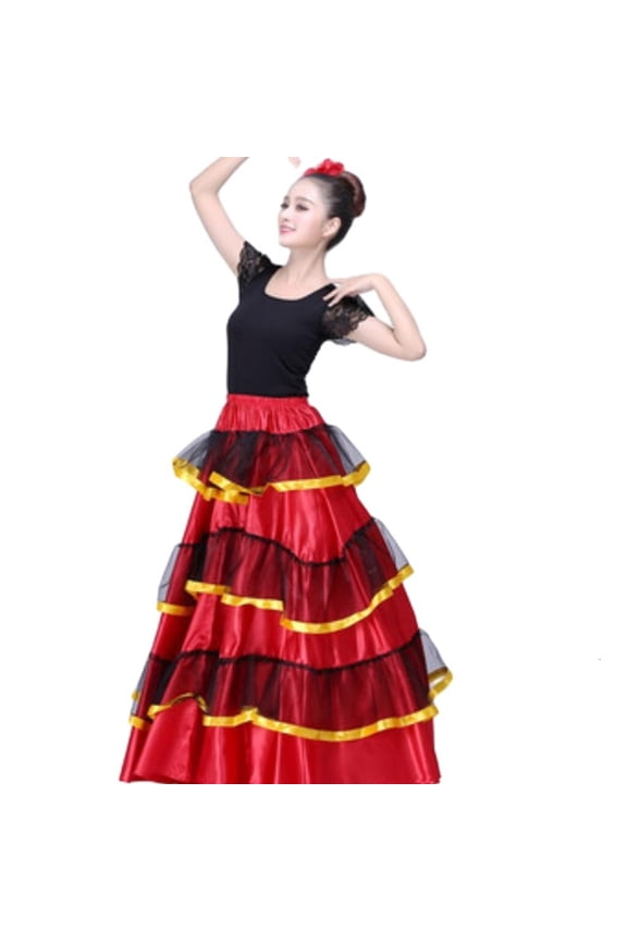 Layer Long Skirt Spanish Bull Dance Skirt Belly Dance Skirt Performances Costume
