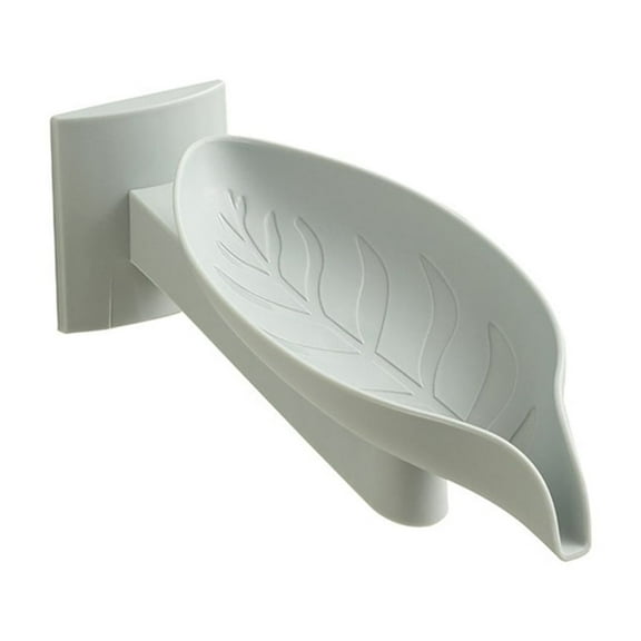 SDFGTstore Leaf Shape Soap Tray Water Auto Draining Organizers Kitchen Countertop Wall Mounted Adhesive Adjustable Soap Holder Dish