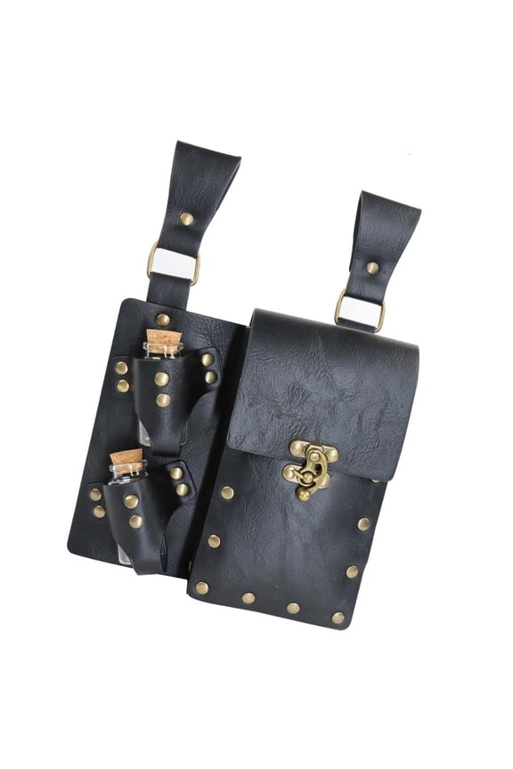 Medieval Wizard Waist Pouches With 2 Cork Potion Bottle Belt Bag