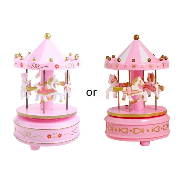 SDFGTstore Merry-Go-Round Music Box with LED Light Musical Carousel Horse Toy Birthday Gift