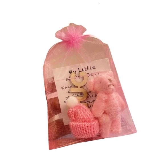 SDFGTstore Miniature Stuffed Bear With Positive Message Card Portable Tiny Plush Toy