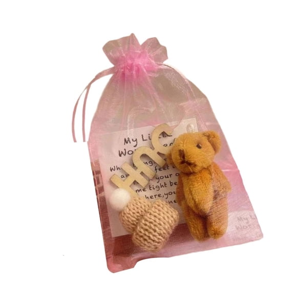 SDFGTstore Miniature Stuffed Bear With Positive Message Card Portable Tiny Plush Toy