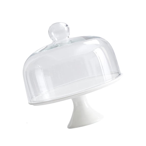 SDFGTstore Modern High Foot Cake Pedestal With Elevated Base Multipurpose Ceramic Glass Serving Dish For Pastries Snacks
