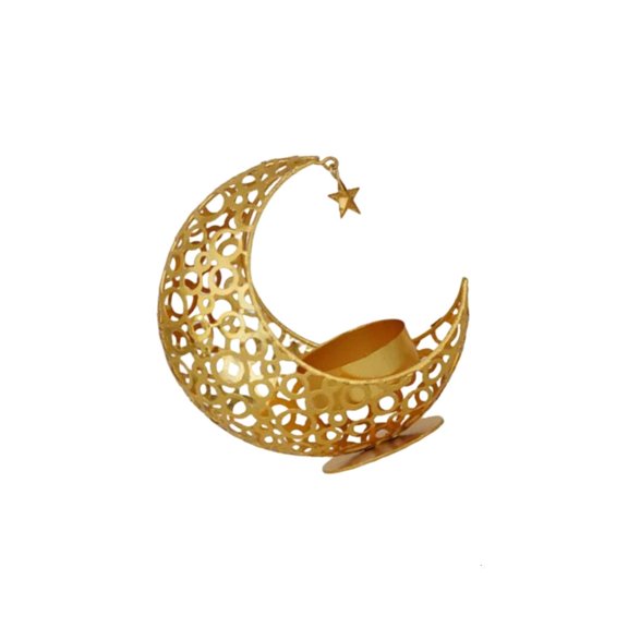 SDFGTstore Moon Candle Holders Metal Tealight Candle Stand Moon Candlestick for Home Decors