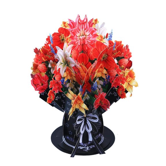 SDFGTstore Multifunction 3D Greeting Card Flower Bouquet Female Wedding Birthday Gift