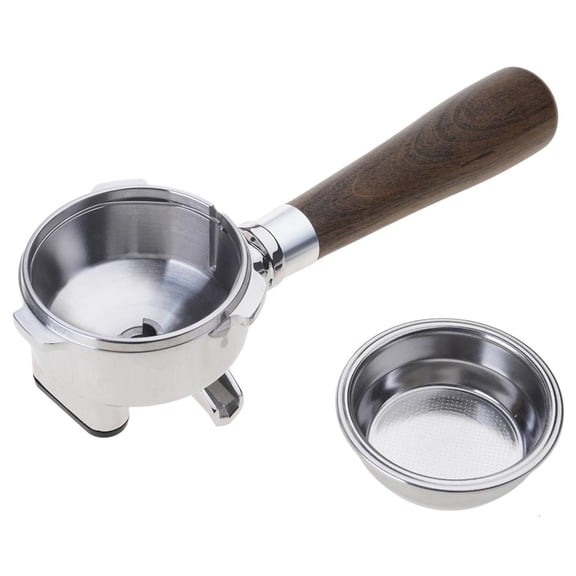 SDFGTstore Multifuntional 58mm Espresso Machine Handle Natural Wood Stainless Steel Texture Suitable for Home and Professional Use
