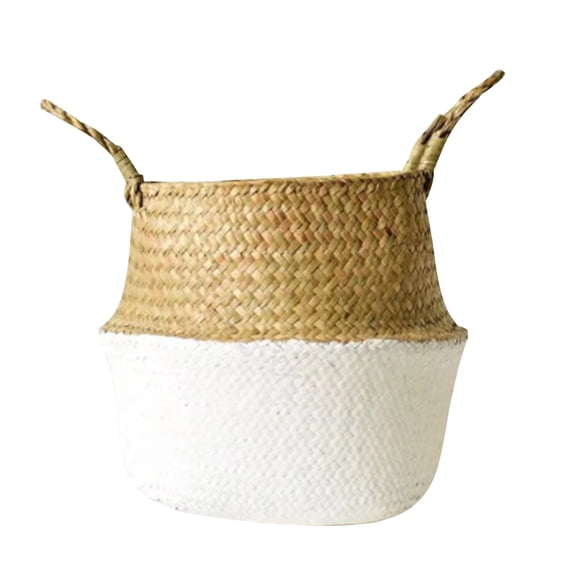 SDFGTstore Nordic Handmade Straw Storage Basket Organizer Indoor Outdoor Woven Flower Pot Plant Container Home Living Room Decor