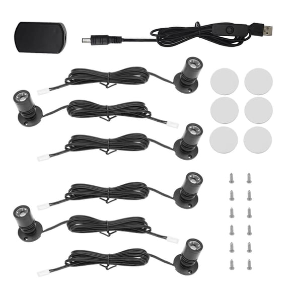 SDFGTstore Pack of 6 Night Light Easy Mounting Solution Aluminum Texture for Home or Travel